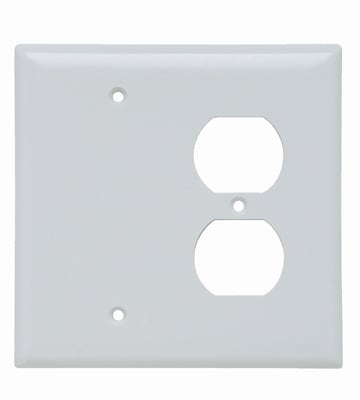 Pass & Seymour / Legrand - Pass & Seymour SPJ138-W 2-Gang 1-Blank 1-Duplex White Smooth Thermoset Plastic Junior-Jumbo Combination Wallplate