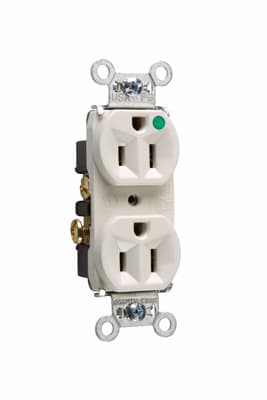 Pass & Seymour / Legrand - Pass & Seymour 8200-HLA Heavy-Duty Hospital Grade Compact Design Duplex Receptacle, Back & Side Wire, 15A 125V - Light Almond