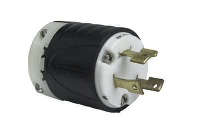 Pass & Seymour / Legrand - Pass & Seymour L1230P 30 Amp 480 VAC 3-Phase 3-Pole 3-Wire NEMA L12-30P Black and White Nylon Straight Locking Plug