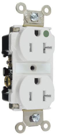 Pass & Seymour / Legrand - Pass & Seymour TR63-HW 20 Amp 125 VAC 2-Pole 3-Wire NEMA 5-20R White Nylon Tamper-Resistant Duplex Receptacle