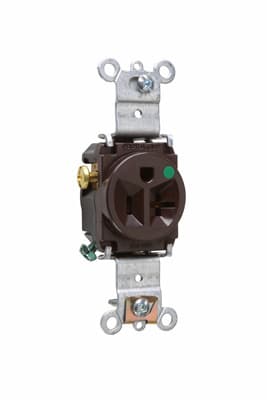 Pass & Seymour / Legrand - Pass & Seymour 8301 Heavy-Duty Hospital Grade Single Receptacle, Back & Side Wire, 20A 125V - Brown