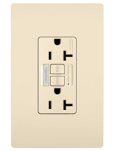 Pass & Seymour / Legrand - Pass & Seymour 2097-NTLTRLA Combination Tamper Resistant 20 Amp Light Almond Self Test Night Light/GFCI