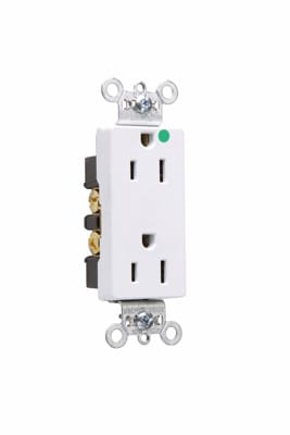 Pass & Seymour / Legrand - Pass & Seymour 26262-HGW Heavy-Duty Decorator Hospital Grade Duplex Receptacle, Back & Side Wire, 15A 125V - White
