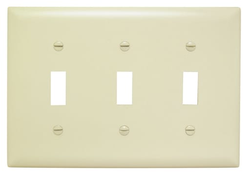 Pass & Seymour / Legrand - Pass & Seymour TP3-I 3Gang Wall Plate, Toggle Switch, Nylon, Standard - Ivory