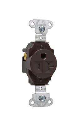 Pass & Seymour / Legrand - Pass & Seymour TR5351 20 Amp 125 VAC 2-Pole 3-Wire NEMA 5-20R Brown Nylon Face Tamper-Resistant Single Receptacle