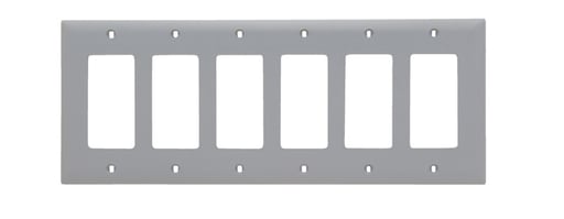 Pass & Seymour / Legrand - Pass & Seymour TP266-GRY 6Gang Wall Plate, Decorator, Nylon, Standard - Gray