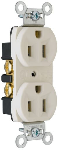 Pass & Seymour / Legrand - Pass & Seymour CRB5262-LA Construction Spec Grade Duplex Receptacle, Back & Side Wire, 15A 125V - Light Almond