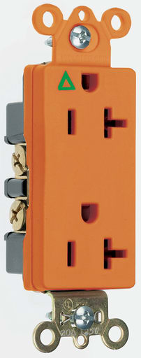 Pass & Seymour / Legrand - Pass & Seymour IG26362 Isolated Ground Heavy-Duty Decorator Spec Grade Duplex Receptacle, Back & Side Wire, 20A 125V - Orange