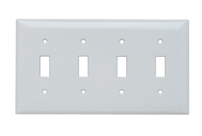 Pass & Seymour / Legrand - Pass & Seymour SP4-W 4 Gang Wall Plate, 4 Toggle Switch, Standard - White