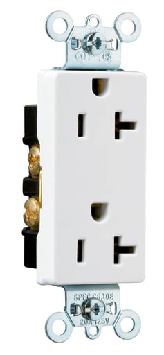 Pass & Seymour / Legrand - Pass & Seymour 26342-W Heavy-Duty Decorator Spec Grade Duplex Receptacle Side Wire 20Amp 125Volt White