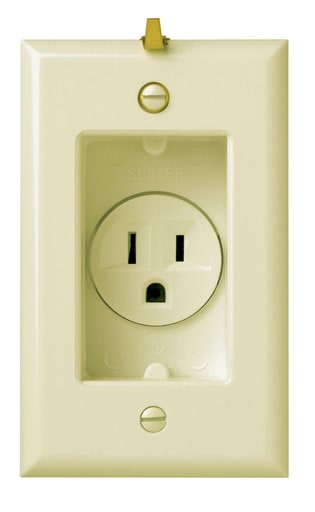 Pass & Seymour / Legrand - Pass & Seymour S3713-I Clock Hanger Recessed Receptacle w/ Wall Plate, 15A 125V - Ivory
