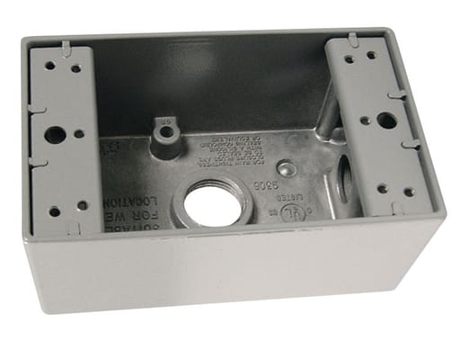 Pass & Seymour / Legrand - Pass & Seymour WPB23 1/2 Inch 18.5 In. Gray Die-Cast Aluminum 1-Gang 3-Hole Surface Mounting Weatherproof Box