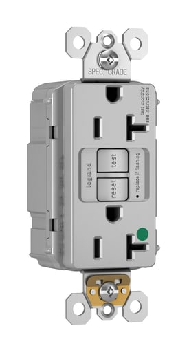 Pass & Seymour / Legrand - Pass & Seymour PT2097-HGGRY 20A 125V Plugtail Self-Test GFCI Duplex Receptacle, Hospital Grade - Gray