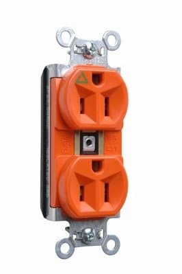Pass & Seymour / Legrand - Pass & Seymour PTIG5262 PlugTail™ Isolated Ground Spec Grade Duplex Receptacle, 15A 125V - Orange