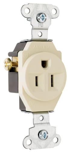 Pass & Seymour / Legrand - Pass & Seymour 5251-LA Heavy-Duty Spec Grade Single Receptacle, Side Wire 15A 125V - Light Almond