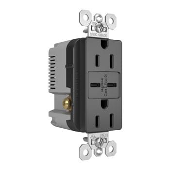 Pass & Seymour / Legrand - P&S TR15USBCC6BK 15A 125V TR REC +