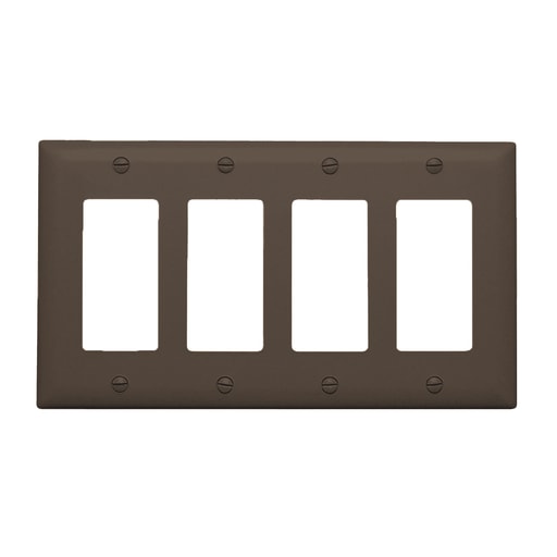 Pass & Seymour / Legrand - Pass & Seymour TP264 4Gang Wall Plate, Decorator, Nylon, Standard - Brown