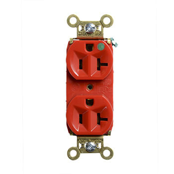 Pass & Seymour / Legrand - Pass & Seymour PS8300-HRED 20 Amp 125 VAC 2-Pole 3-Wire NEMA 5-20R Red Nylon Face PVC Body Heavy Duty Duplex Receptacle