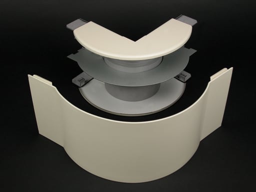 The Wiremold Co - Wiremold V4018FO 6-1/2" Ivory Steel Multiple Channel Raceway Radiused Full Capacity External Elbow