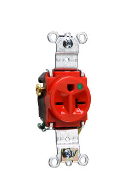 Pass & Seymour / Legrand - Pass & Seymour 8801-RED Heavy-Duty Hospital Grade Single Receptacle, Back & Side Wire, 20A 250V - Red
