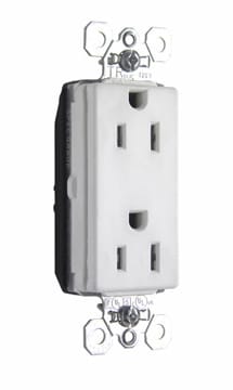 Pass & Seymour / Legrand - Pass & Seymour PTTR26262-W PlugTail™ Tamper-Resistant Decorator Spec Grade Duplex Receptacle, 15A 125V - White