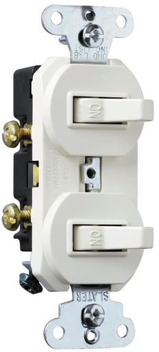 Pass & Seymour / Legrand - Pass & Seymour 690-WG Single Pole, Double Combination Switch, 15 Amps, 120/277 Volts, w/ Ground, White