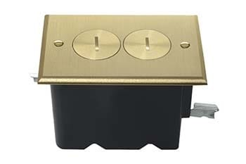 Pass & Seymour / Legrand - Pass & Seymour FB1-TR-DR-B Tamper-Resistant Floor Box Assembly, w/ 3232 15A 125V Tamper-Resistant Receptacle, Brass