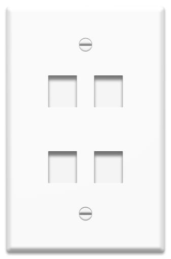 Pass & Seymour / Legrand - On-Q WP3304-WH 1-Gang 4-Port White High Impact Flame Retardant Plastic Oversized Keystone Wallplate
