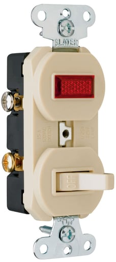 Pass & Seymour / Legrand - Pass & Seymour 692-IG 15 Amps, 120 Volts, Single Pole, Single Pilot Light, Combination Switch, Grounding, Ivory