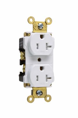 Pass & Seymour / Legrand - Pass & Seymour TR63-W 20 Amp 125 VAC 2-Pole 3-Wire NEMA 5-20R White Nylon Tamper-Resistant Duplex Receptacle