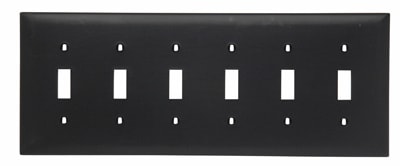 Pass & Seymour / Legrand - Pass & Seymour TP6-BK 6Gang Wall Plate, Toggle Switch, Nylon, Standard - Black