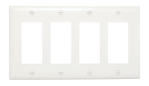 Pass & Seymour / Legrand - Pass & Seymour TP264-W 4Gang Wall Plate, Decorator, Nylon, Standard - White