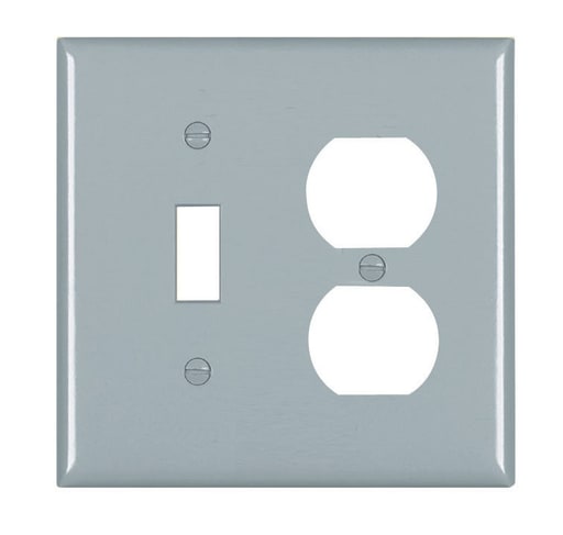 Pass & Seymour / Legrand - Pass & Seymour TP18-GRY 2Gang Wall Plate, Toggle / Duplex, Nylon, Standard - Gray