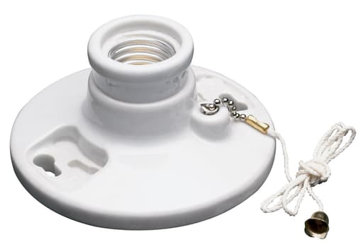 Pass & Seymour / Legrand - Pass & Seymour 282 Medium Base, Porcelain, Pullchain, 2 Terminals w/ Tri-Drive Screws. Fits 3-1/4 To 4 Boxes,With Cage Neck, White