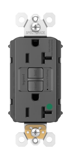 Pass & Seymour / Legrand - Pass & Seymour PT2097-HGBK 20A 125V Plugtail Self-Test GFCI Duplex Receptacle, Hospital Grade - Black