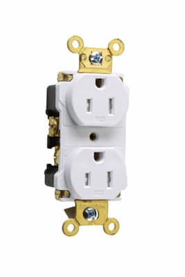 Pass & Seymour / Legrand - Pass & Seymour TR62-W 15 Amp 125 VAC 2-Pole 3-Wire NEMA 5-15R White Nylon Tamper-Resistant Duplex Receptacle