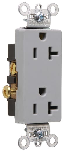 Pass & Seymour / Legrand - Pass & Seymour 26342-GRY Heavy-Duty Decorator Spec Grade Duplex Receptacle Side Wire 20A 125V Gray