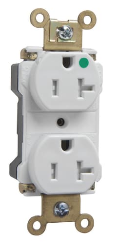 Pass & Seymour / Legrand - Pass & Seymour PTTR63-HW PlugTail™ Extra Heavy-Duty Hospital Grade Tamper-Resistant Duplex Receptacle, 20A 125V - White
