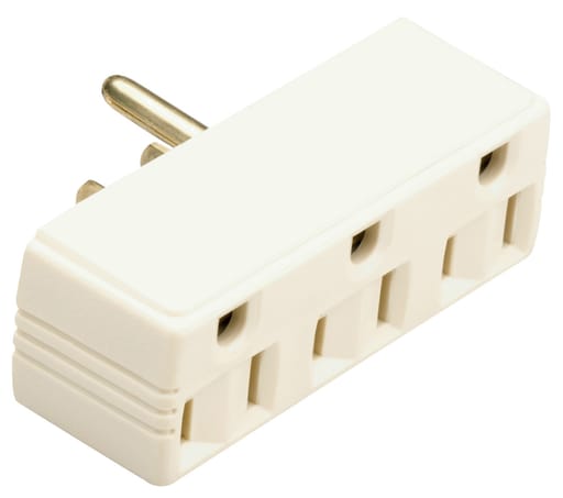 Pass & Seymour / Legrand - Pass & Seymour 697-I Plug-in outlet adapter, single to triple, double pole, triple wire, 15 amp, 125 V - Ivory