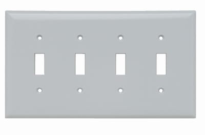 Pass & Seymour / Legrand - Pass & Seymour SPJ4-W 4-Gang 4-Toggle White Smooth Thermoset Plastic Junior-Jumbo Wallplate