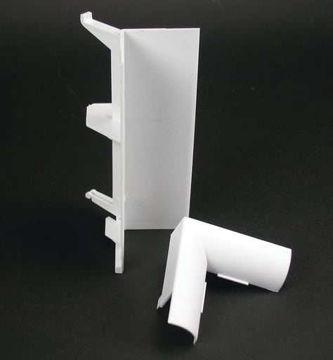 The Wiremold Co - Wiremold 5017CWH 5-5/16 x 1-5/8" White Non-Metallic Multiple Channel Raceway Internal Elbow Cover