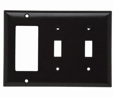 Pass & Seymour / Legrand - Pass & Seymour SP226 3-Gang 2-Toggle 1-Decorator Brown Smooth Thermoset Plastic Standard Combination Wallplate