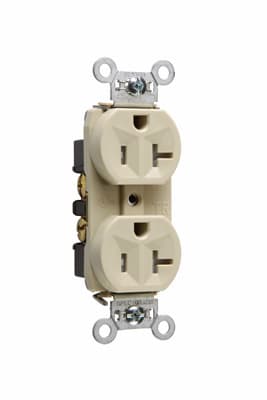 Pass & Seymour / Legrand - Pass & Seymour TR5362-I 20 Amp 125 VAC 2-Pole 3-Wire NEMA 5-20R Ivory Nylon Face Tamper-Resistant Duplex Receptacle