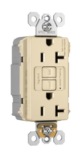 Pass & Seymour / Legrand - Pass & Seymour PT2097-TRI 20A 125V Spec-Grade Tamper-Resistant Self-Test GFCI Receptacle - Ivory