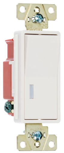 Pass & Seymour / Legrand - Pass & Seymour 2629-W Single Pole, Single Pilot Light, Back and Side Wire, Decorator Switch, 20 amps, 120V - White