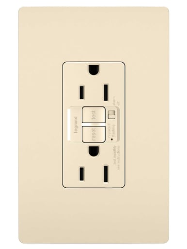 Pass & Seymour / Legrand - Pass & Seymour 1597-TRALA Trademaster Self Test 15 Amp Light Almond Audible Alarm Tamper Resistant GFCI Receptacle