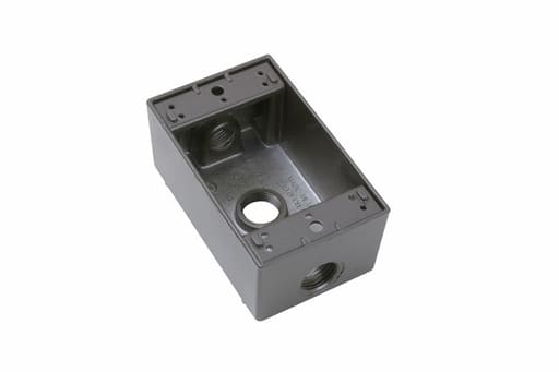 Pass & Seymour / Legrand - Pass & Seymour WPB23-BR 1/2 Inch 18.5 In. Bronze Die-Cast Aluminum 1-Gang 3-Hole Surface Mounting Weatherproof Box