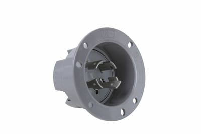 Pass & Seymour / Legrand - Pass & Seymour L1530-FI 30 Amp 250 Volt 4-Wire NEMA L15-30P Gray Brass Locking Device Flanged Inlet
