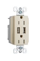 Pass & Seymour / Legrand - Pass & Seymour TR5262USBI 15 Amp 125 VAC NEMA 5-15R Ivory Decorator Duplex USB Charger Receptacle