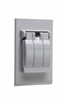 Pass & Seymour / Legrand - Pass & Seymour 3760 Weatherproof Cover Single Receptacle, Vertical Single CoverThree PositionFlip-Lid - Gray